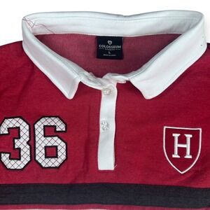 New Colosseum Womens Rugby Shirt Long Sleeve Red White 36 H Logo Size L
